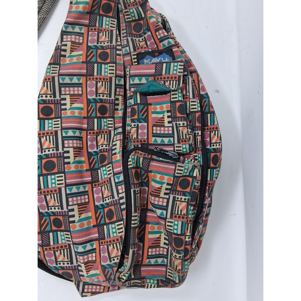KAVU Rope Sling Bag Colorful Geometric Pattern. K - Picture 2 of 11